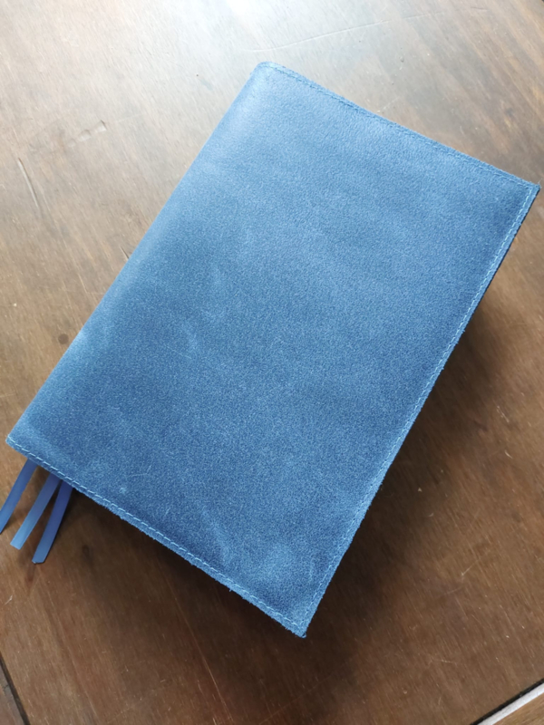Bijbelhoes leer blauw vintage, donkerder als op de afbeelding - Afbeelding 2