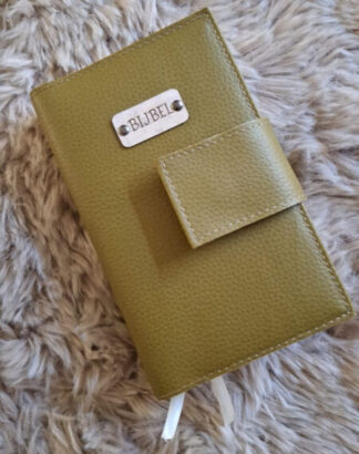 Bijbelhoes Vegan Leather licht olijf voor de JB Schoolbijbel