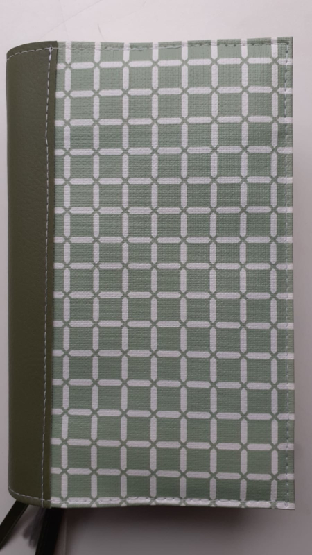 Bijbelhoes Tafelzeil Wafel Oudgroen incl. rug van Kunstleer Olive - Afbeelding 2