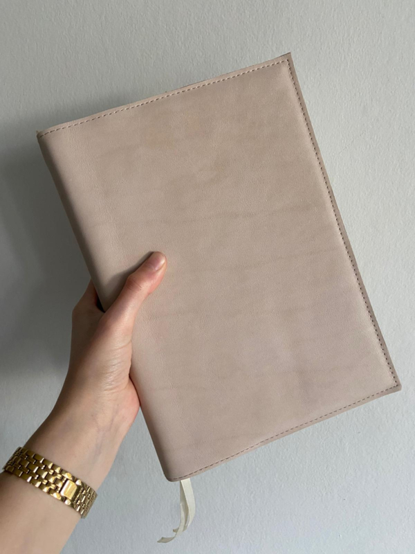 Bijbelhoes leer, 2 materialen horizontaal aan elkaar