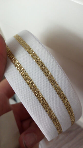 Elastiekband 4cm goud wit