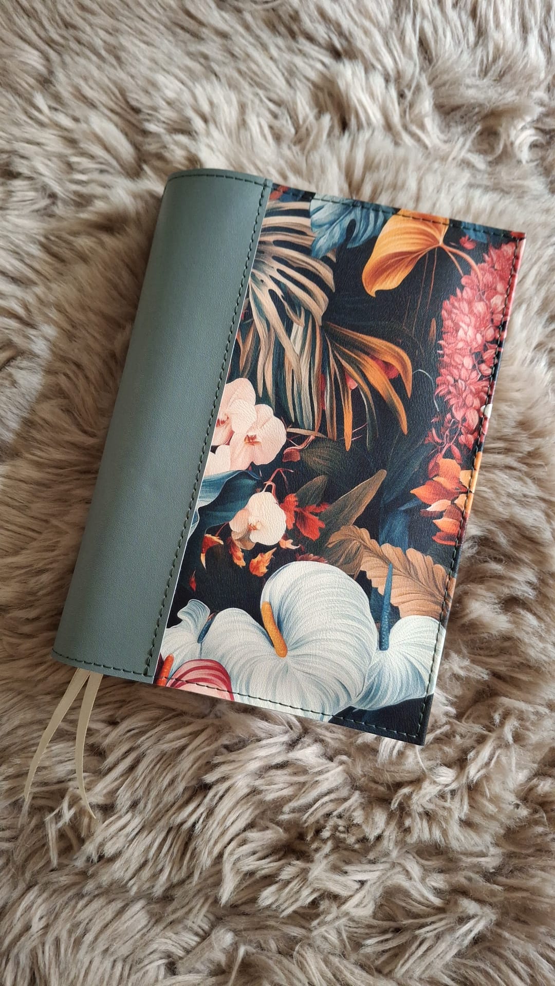 Bijbelhoes kunstleer kleurrijke tropische bloemen - Afbeelding 2