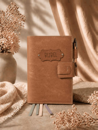 Bijbel SV met schrijfruimte Bijbelhoes vintage leer bruin