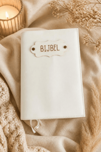 NBV 21standaard Bijbelhoes Vegan Off White incl. Luxe Bijbellabel
