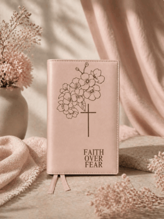 Zij Lacht Bijbel NBV21 Bijbelhoes Vegan Leather Zacht Peach incl. gravure