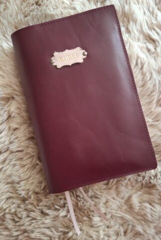 NBV 21standaard: Bijbelhoes leer Aubergine