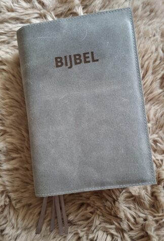 BGT jongerenbijbel: Bijbelhoes vintage leer Grijs incl. opdruk