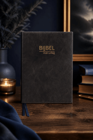 Bijbelhoes Vegan Leather Vintage Antracite voor de BMU incl. opdruk