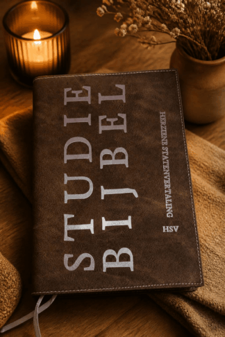 HSV Studiebijbel: Bijbelhoes Vegan Leather Vintage Marone incl. opdruk