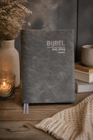 Bijbelhoes Vegan Leather Vintage Stone voor de BMU met Psalmen incl. opdruk