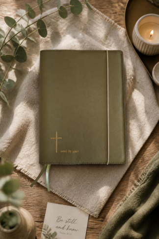 HSV Notebookbijbel Bijbelhoes Leer Pistache