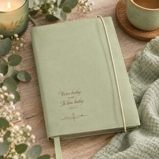 HSV Studie Bijbelhoes Vegan Leather MintJade incl. gravure. Wordt geleverd incl. gravure en 2 leeslinten.