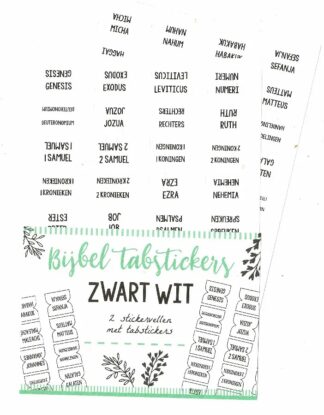 Bijbel tabstickers zwart wit, 2 stickervellen
